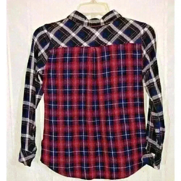 Rails Navy Blue and Red Girls Size M Checkered Plaid Long Sleeve Button-Up Shirt - Picture 2 of 7